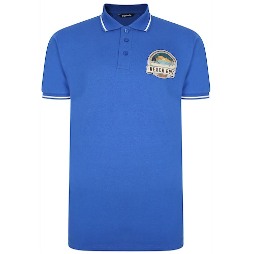 Bigdude Beach Golf Print Polo Shirt Royal Blue